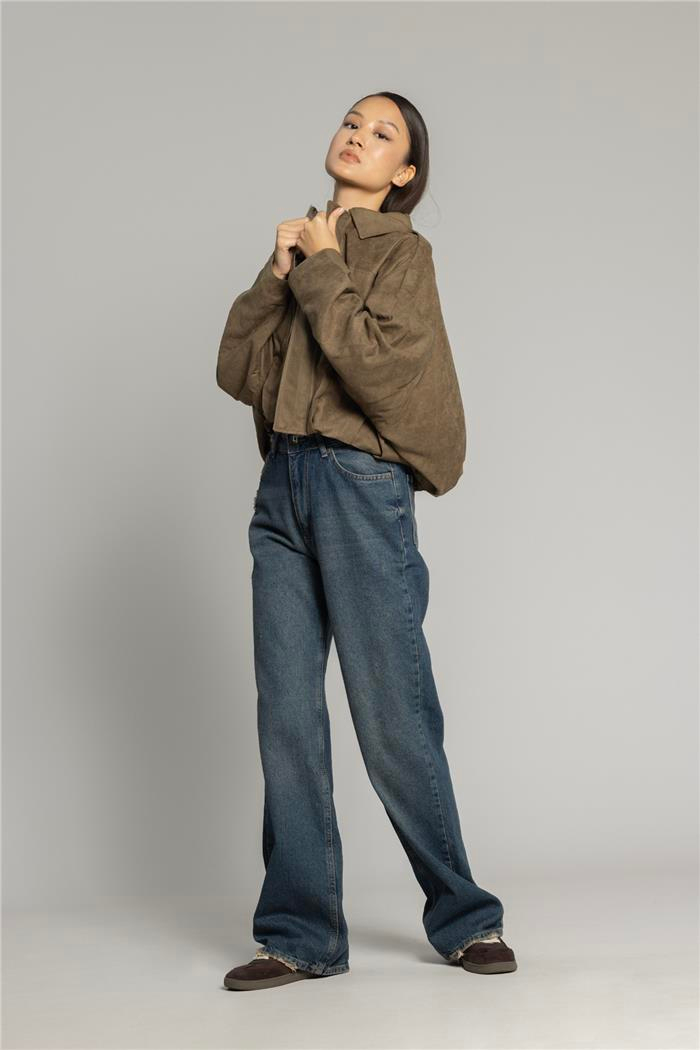 Nisan OVERSIZE SÜET BOMBER CEKET OLIVE N26-2214