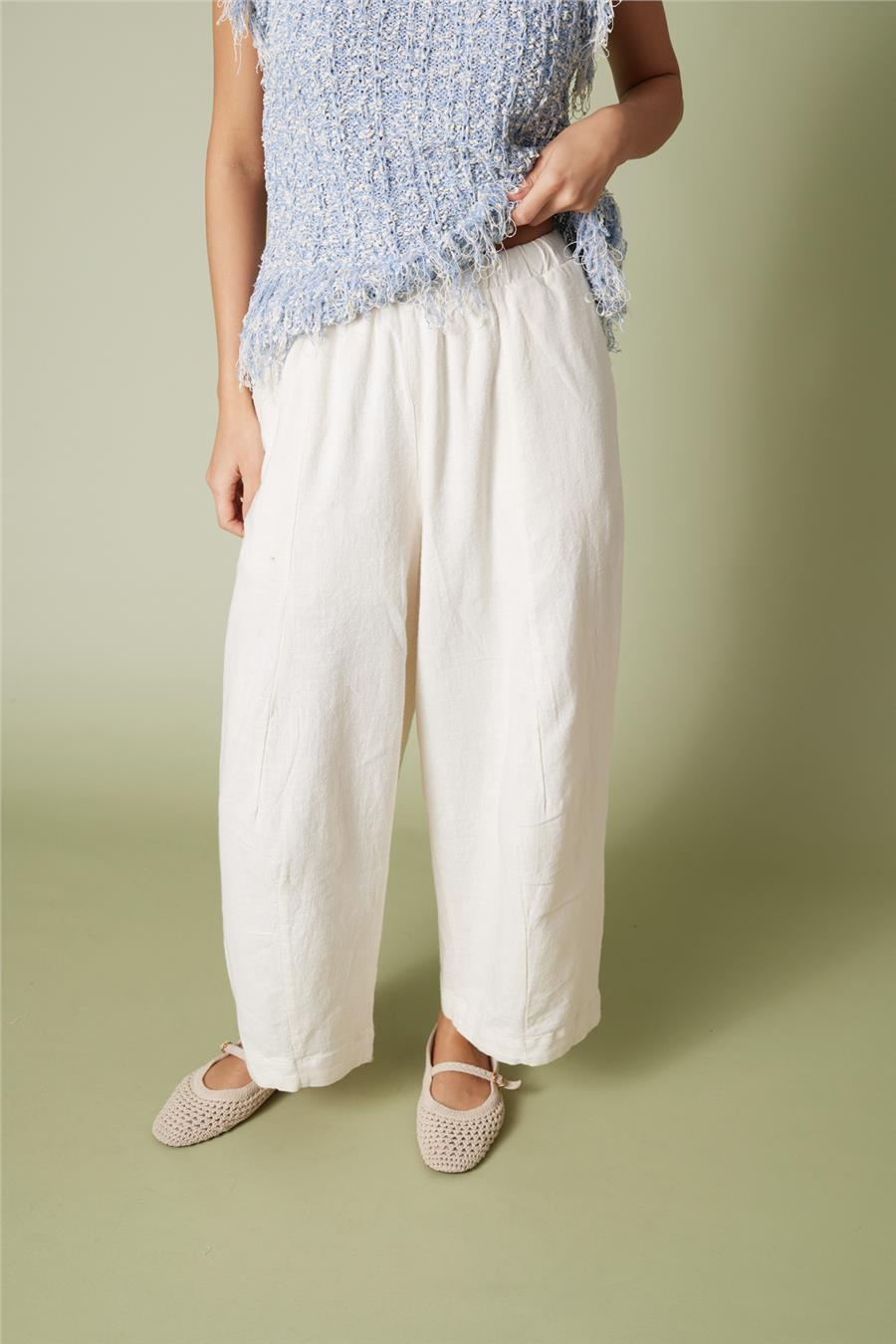 Nisan PAMUKLU BARREL FIT PANTOLON EKRU N26-2356
