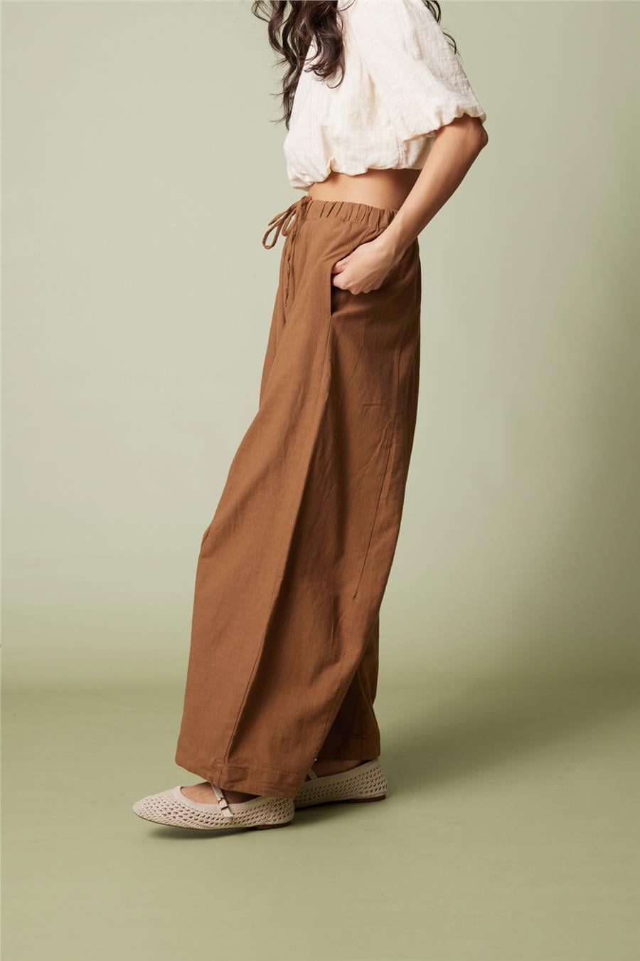 Nisan PAMUKLU BARREL FIT PANTOLON KAHVE N26-2356