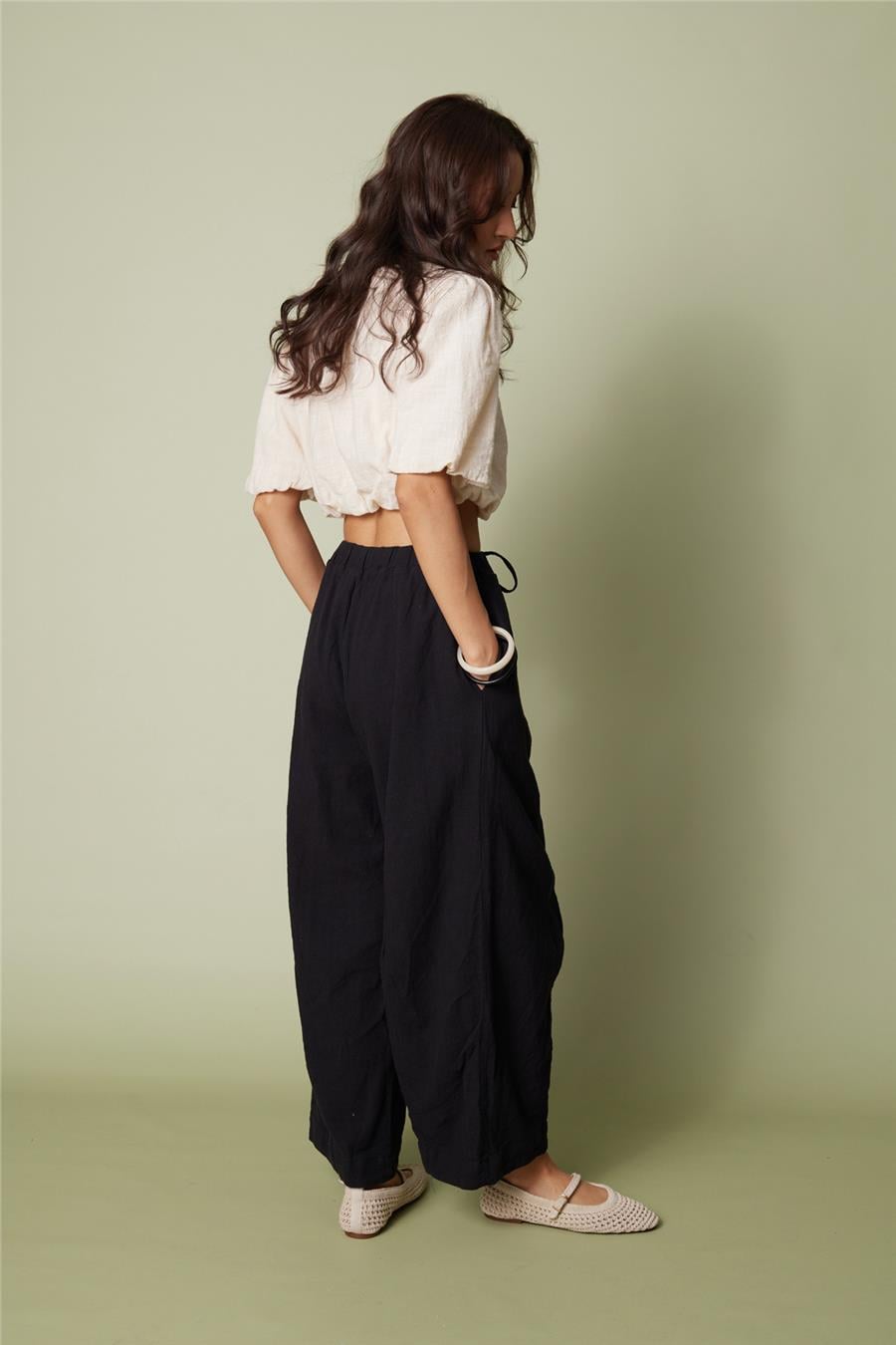 Nisan PAMUKLU BARREL FIT PANTOLON SİYAH N26-2356