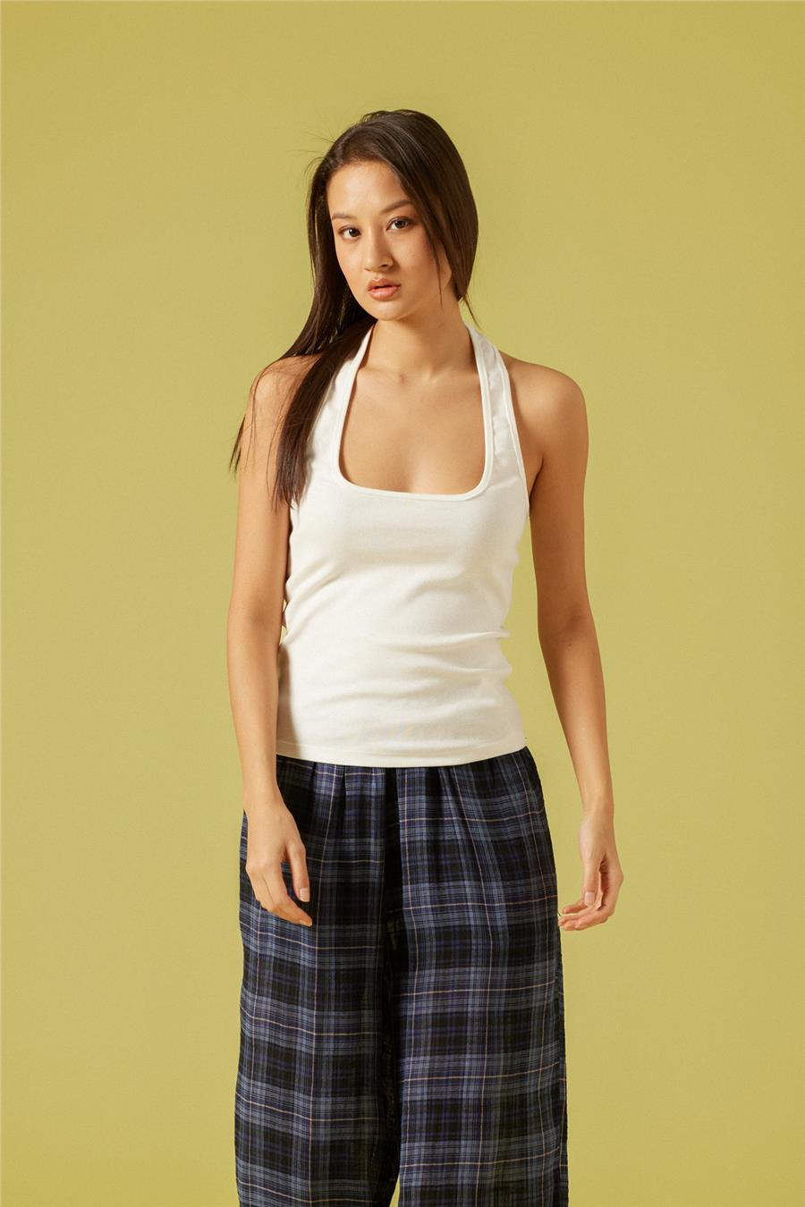 Nisan PAMUKLU HALTER TOP EKRU N26-2275