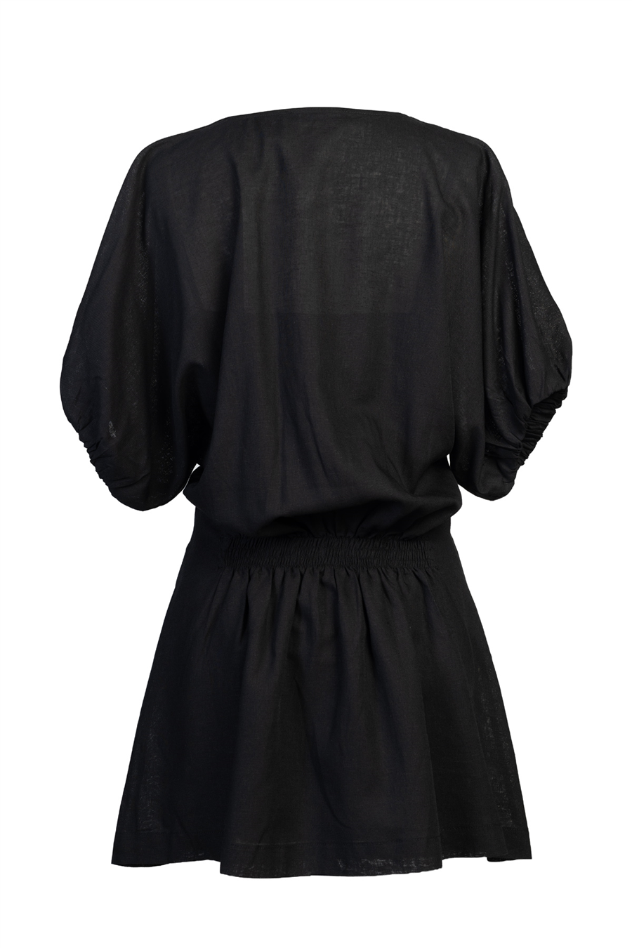 Nisan PİLELİ KETEN KARIŞIMLI KISA ELBİSE SİYAH N26-2435