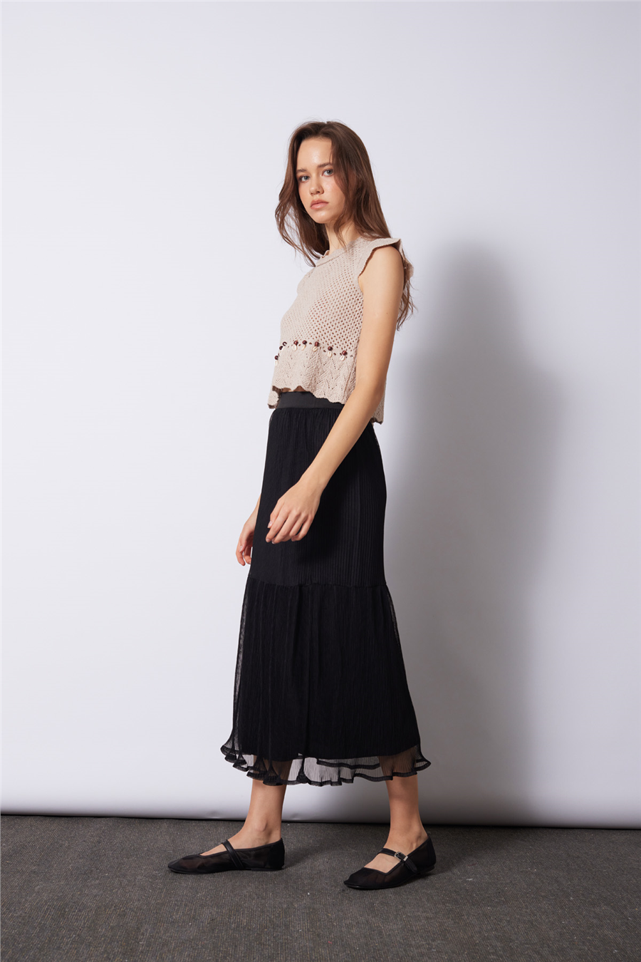 Nisan PİLİLİ BELİ LASTİKLİ ETEK SİYAH N26-2412