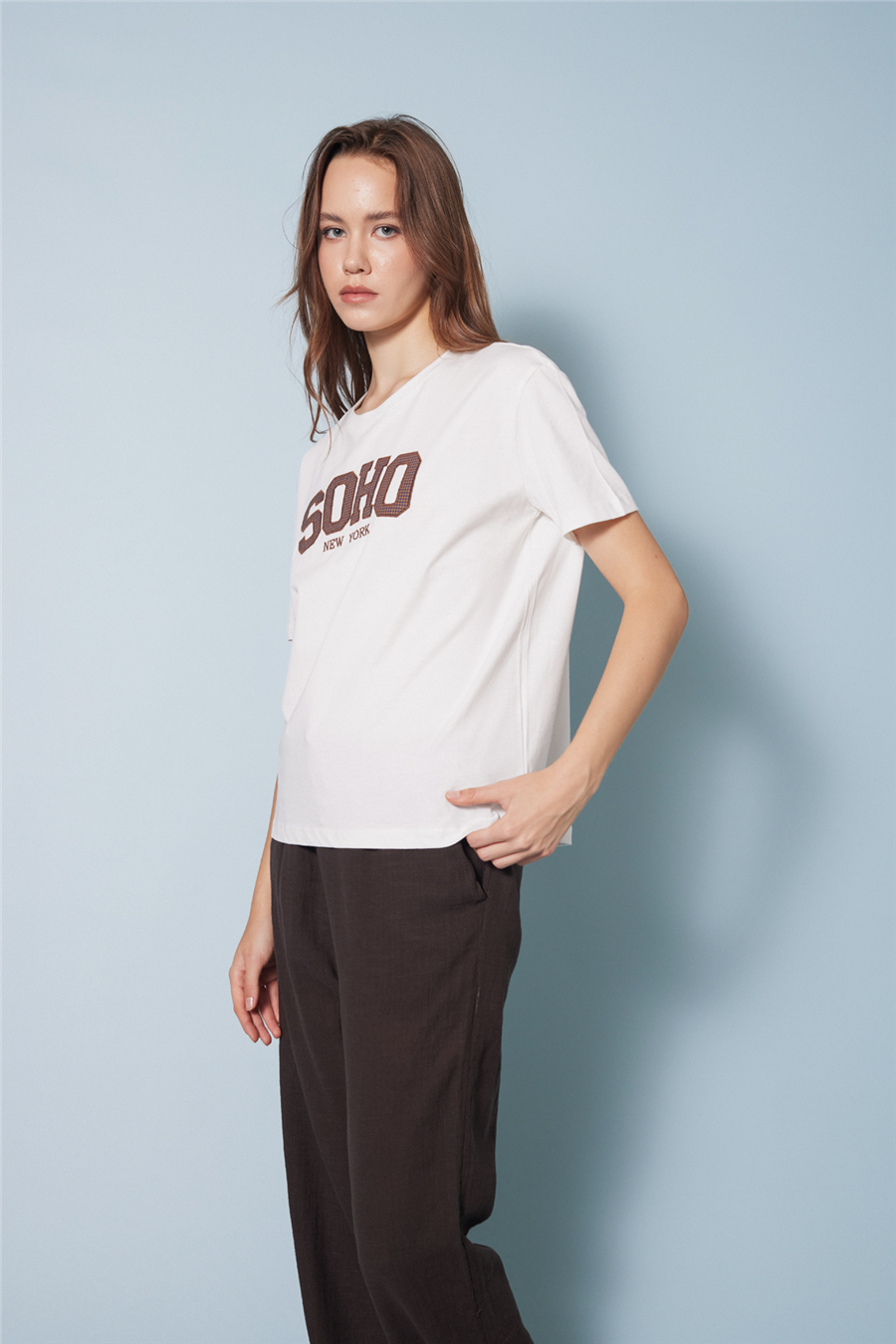 Nisan PÖTİKARE YAMA DETAYLI KISA KOLLU T-SHIRT EKRU N26-2332