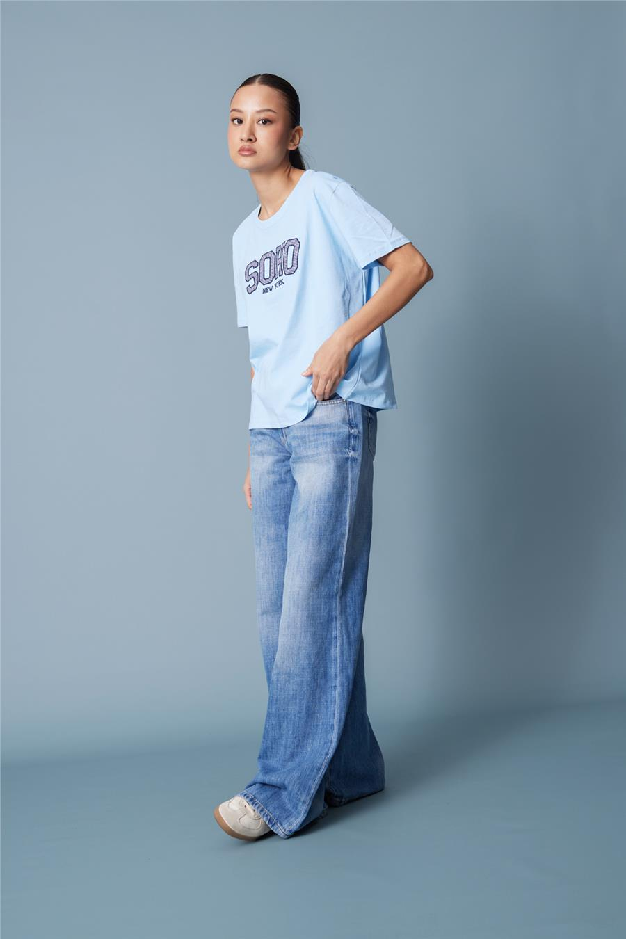 Nisan PÖTİKARE YAMA DETAYLI KISA KOLLU T-SHIRT BEBE MAVİ N26-2332