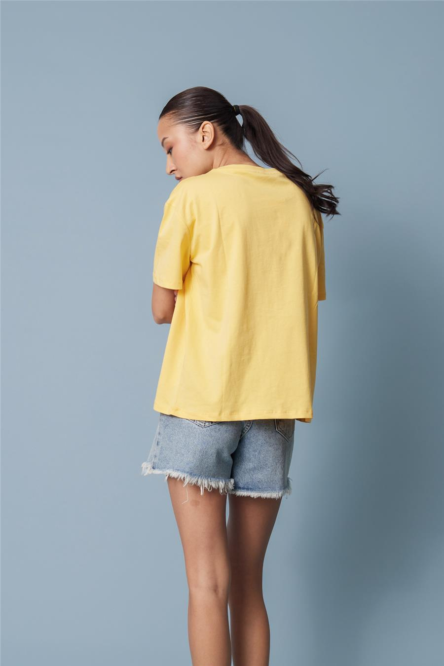 Nisan PÖTİKARE YAMA DETAYLI KISA KOLLU T-SHIRT SARI N26-2332