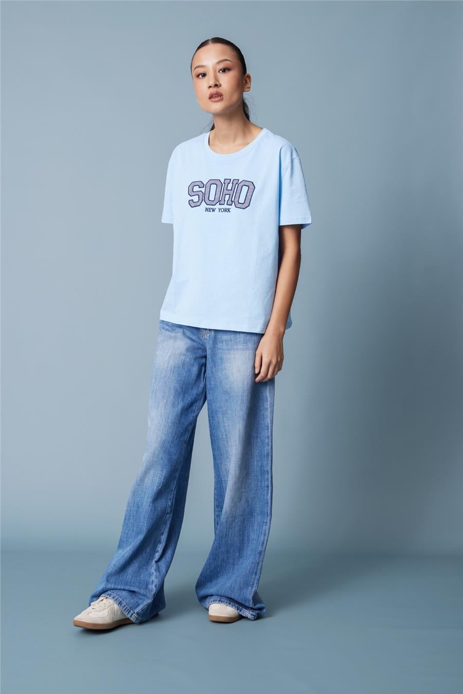 Nisan PÖTİKARE YAMA DETAYLI KISA KOLLU T-SHIRT BEBE MAVİ N26-2332