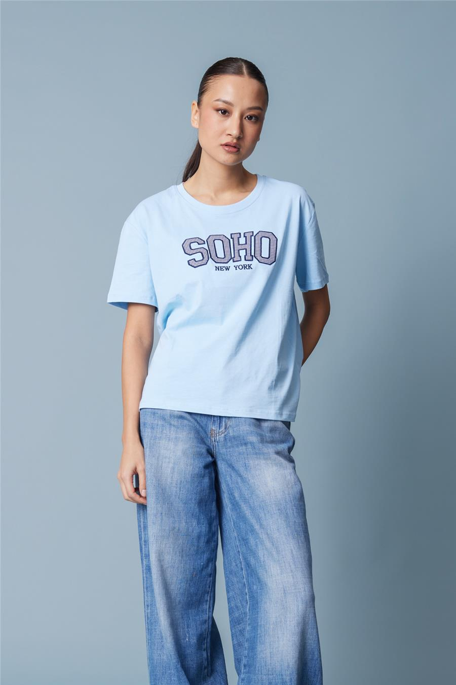 Nisan PÖTİKARE YAMA DETAYLI KISA KOLLU T-SHIRT BEBE MAVİ N26-2332