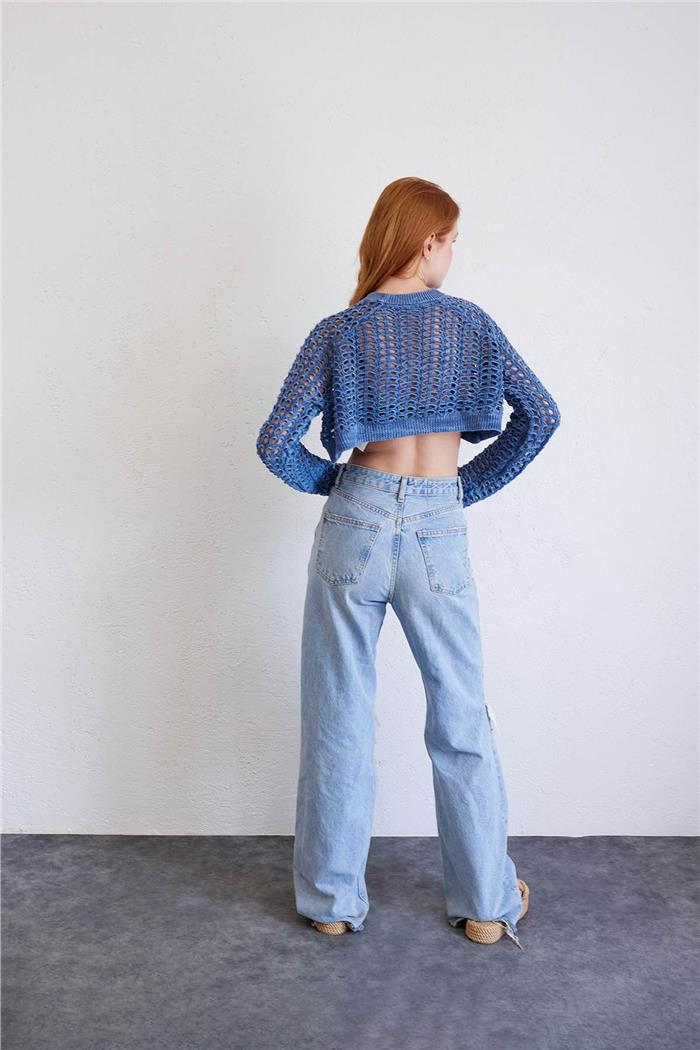 Nisan Faded Effect Knit Sweater Indigo TT3965-Z