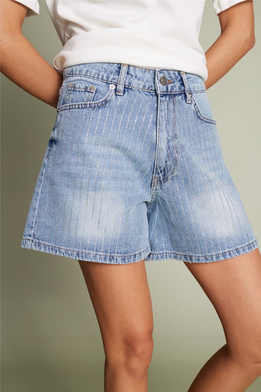 Nisan TAŞLI DENIM ŞORT MAVİ N26-2394