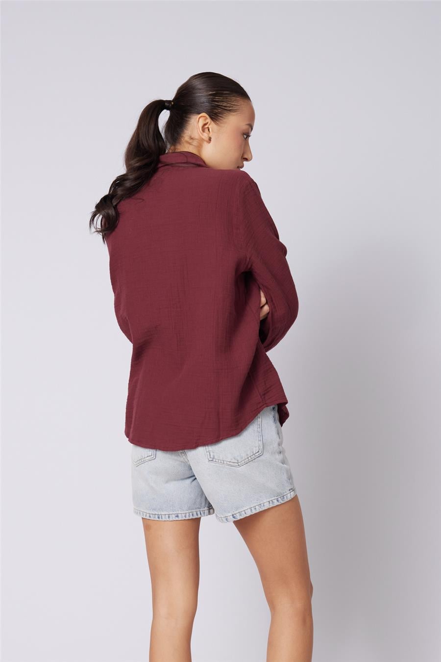 Nisan TEK CEPLİ PAMUKLU GÖMLEK BORDO N26-2325