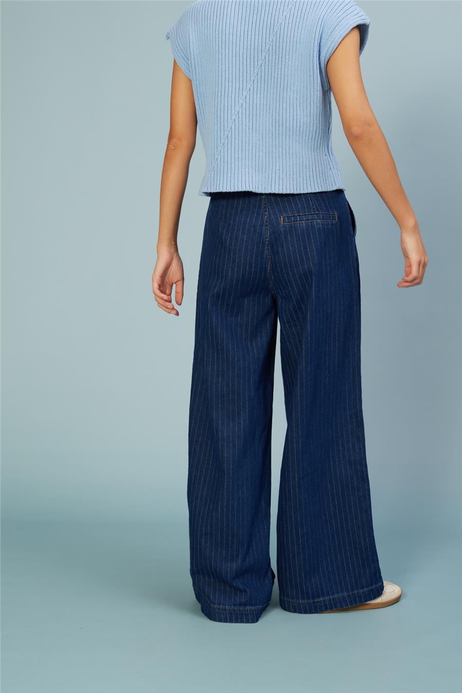 Nisan TEK PİLELİ ÇİZGİLİ DENIM PANTOLON LACİVERT N26-2286