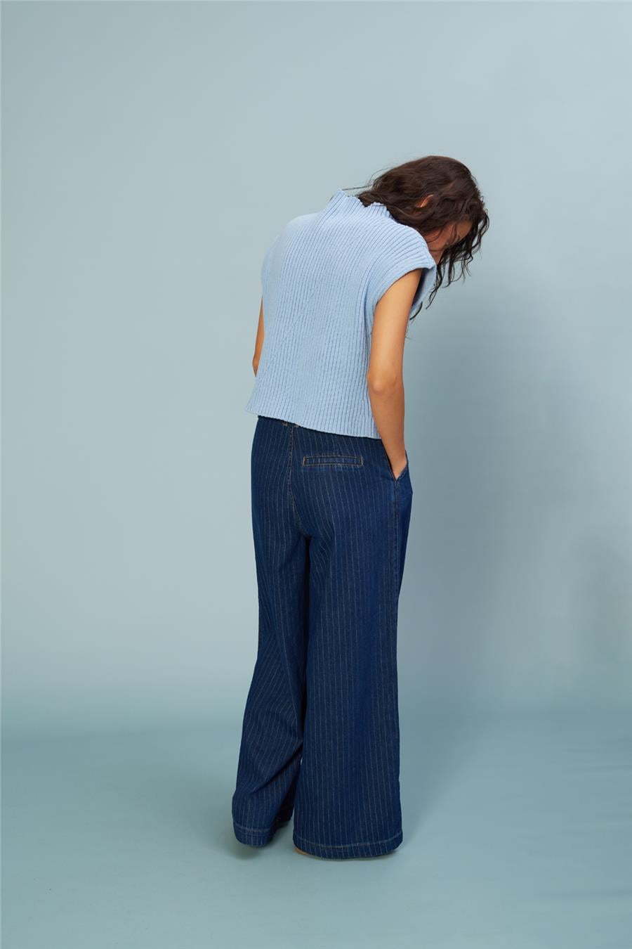 Nisan TEK PİLELİ ÇİZGİLİ DENIM PANTOLON LACİVERT N26-2286