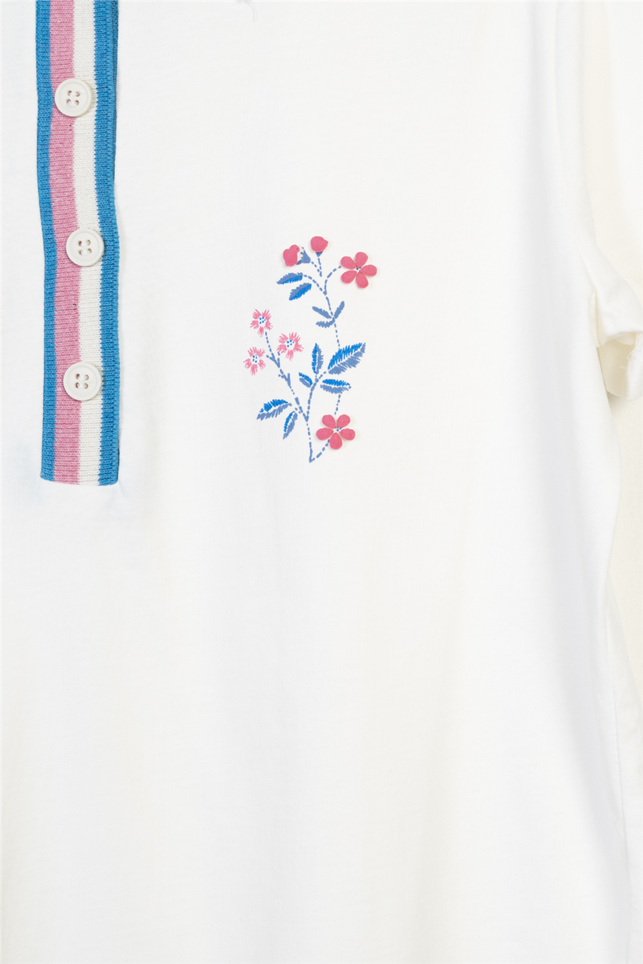 Nisan TRİKO YAKALI BASKILI T-SHIRT EKRU N26-2415