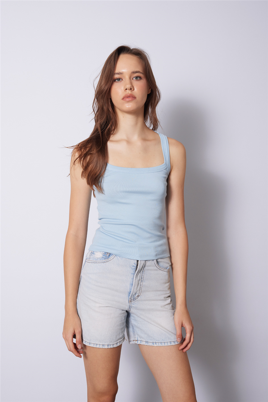 Nisan U YAKA ASKILI PAMUKLU TOP BEBE MAVİ N26-2381