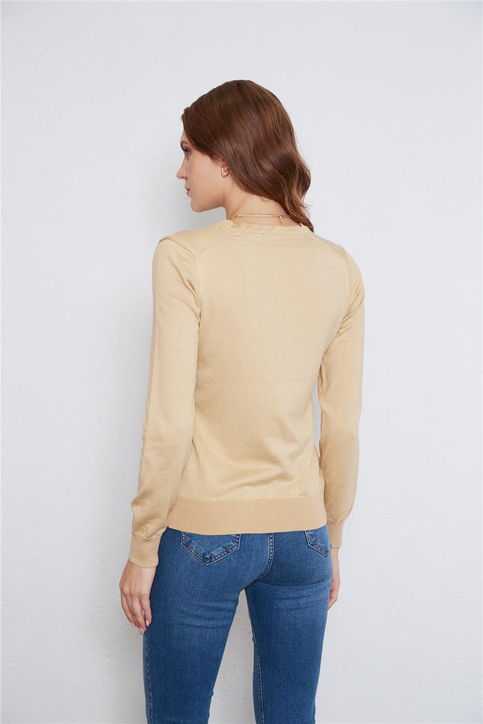 Nisan V-Neck Basic Knit Sweater Camel TT4095-Z