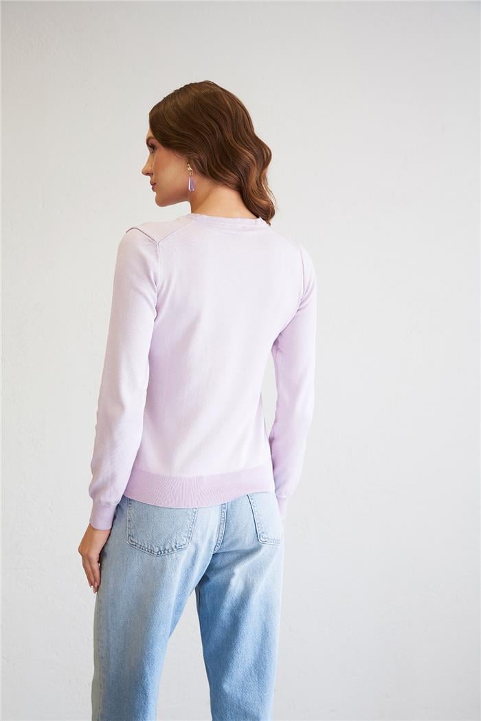 Nisan V-Neck Basic Knit Sweater Lilac TT4095-Z