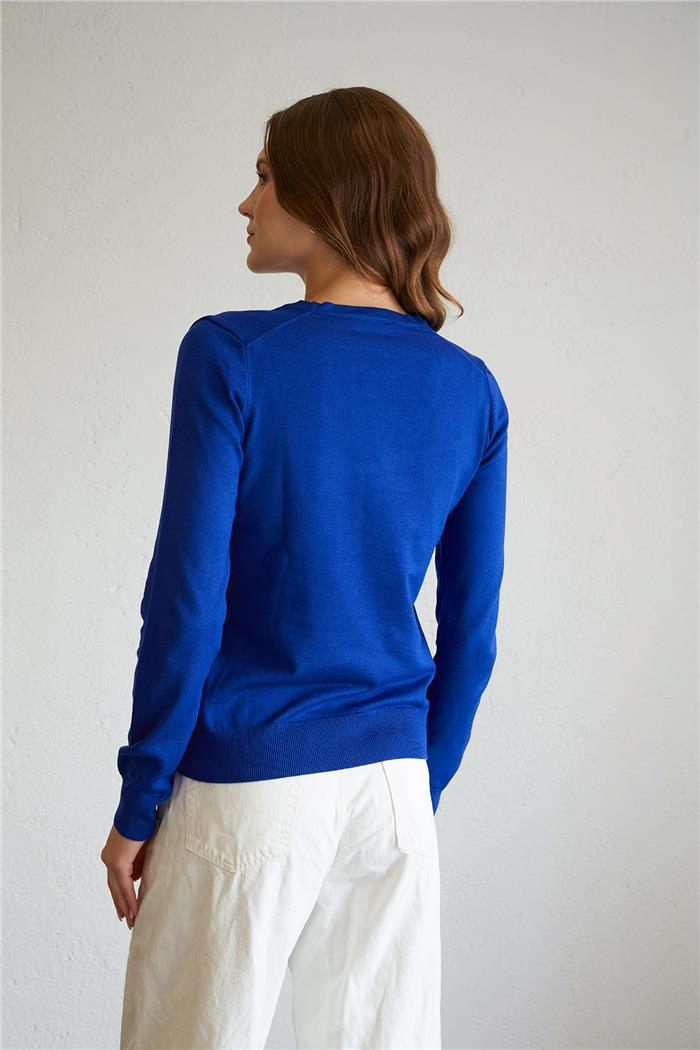 Nisan V-Neck Basic Knit Sweater Sax Blue TT4095-Z