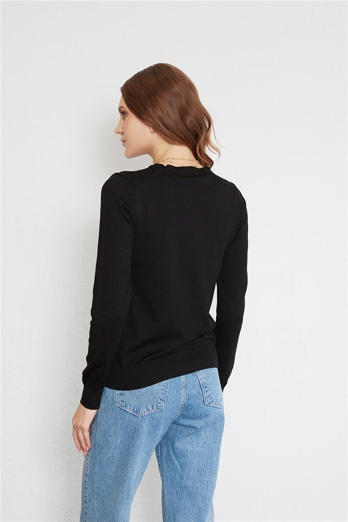Nisan V-Neck Basic Knit Sweater Black TT4095-Z