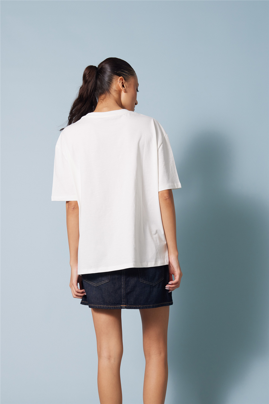 Nisan YENGEÇ BASKILI BİSİKLET YAKA T-SHIRT EKRU N26-2431