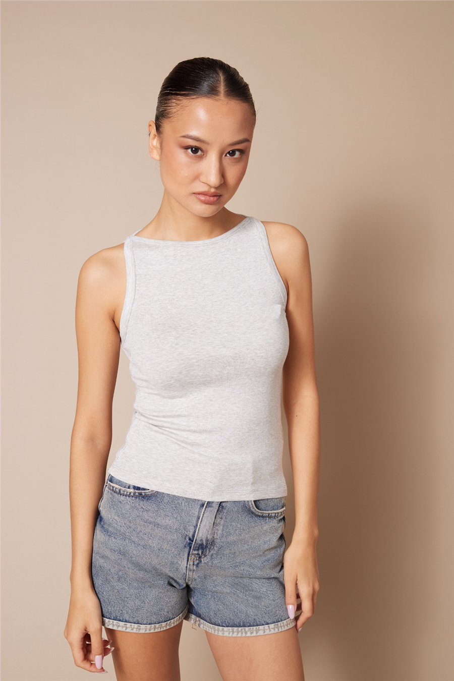 Nisan YUMUŞAK DOKULU HALTER TOP GRİ N26-2373