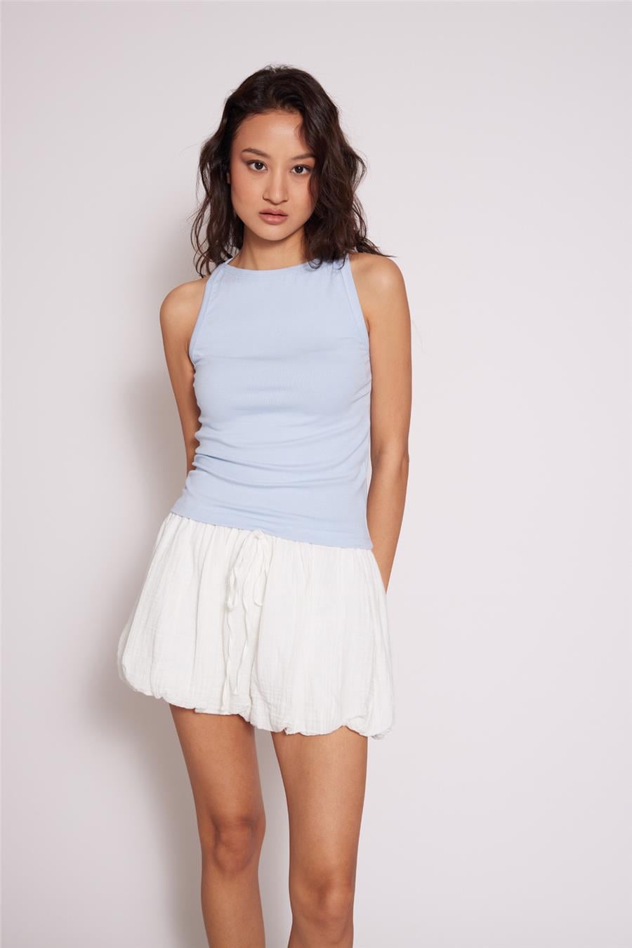 Nisan YUMUŞAK DOKULU HALTER TOP MAVİ N26-2373