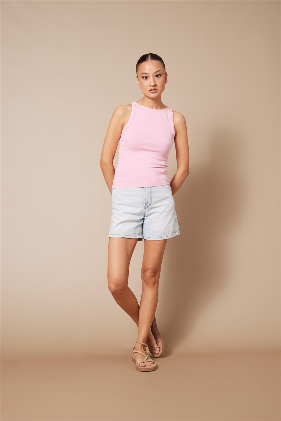 Nisan YUMUŞAK DOKULU HALTER TOP PEMBE N26-2373