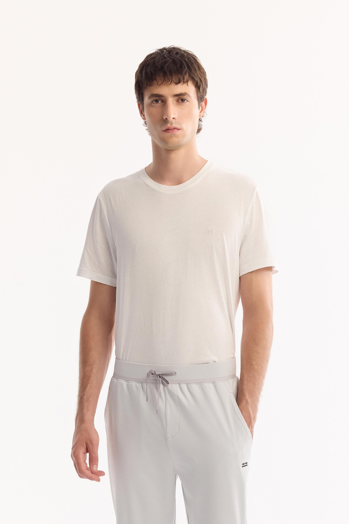 Açık Gri Bel Lastik Yan cepli Enjeksiyon Baskılı Regular fit Jogger
