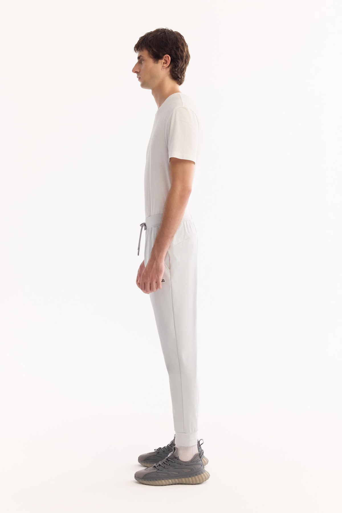 Açık Gri Bel Lastik Yan cepli Enjeksiyon Baskılı Regular fit Jogger