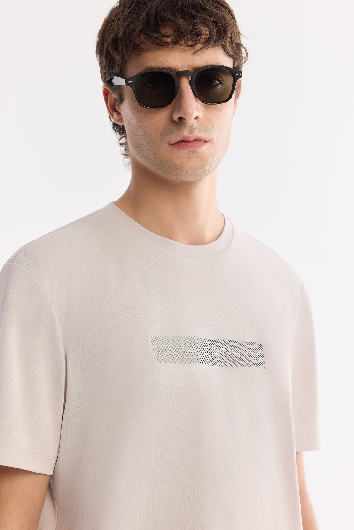 Açık Gri Bisiklet Yaka Enjeksiyon Baskılı Cupra Süprem T-Shirt