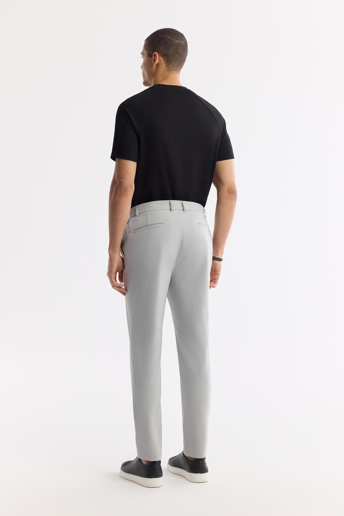 Açık Gri Yanı Lastikli Teknik Kumaş Nora Slim Fit Pantolon
