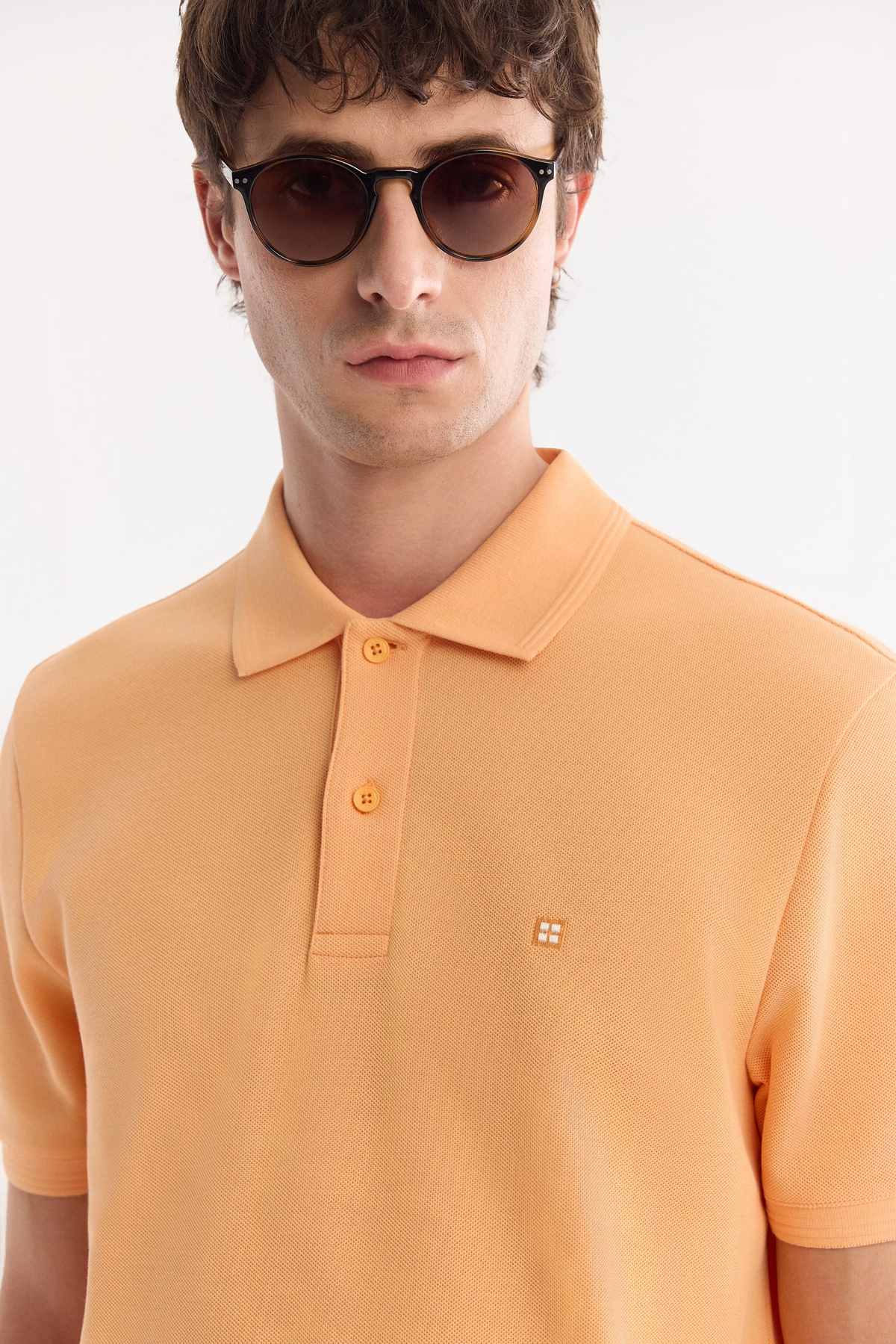 Açık Turuncu Polo Yaka Kırılmaz Yaka, Serin Tutan, Hızlı Kuruyan Pamuklu Amerkan  Pike  T-Shirt