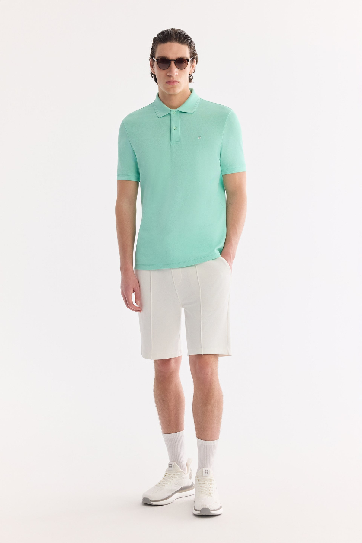 Açık Yeşil Polo Yaka Kırılmaz Yaka, Serin Tutan, Hızlı Kuruyan Pamuklu Amerkan  Pike  T-Shirt