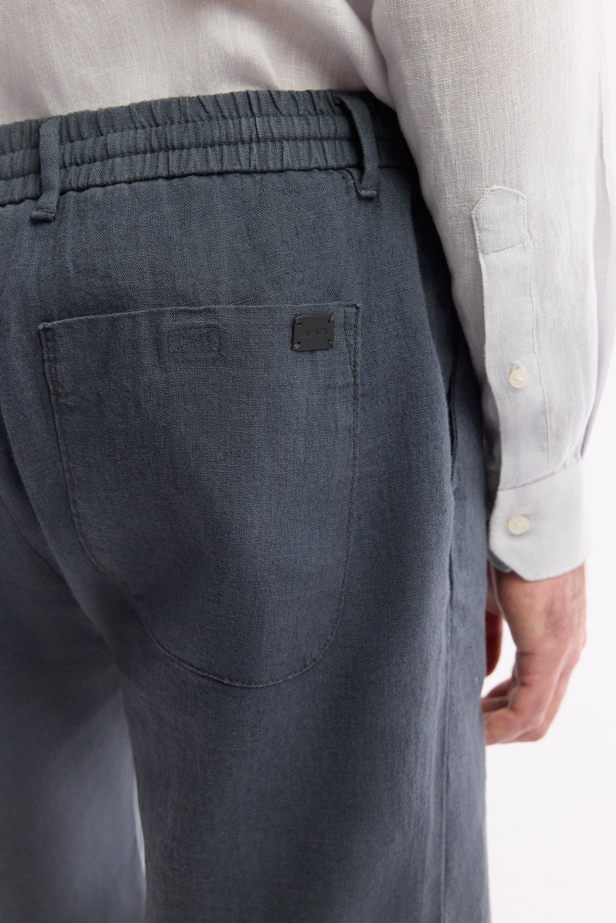 Antrasit Beli Lastikli %100 Keten Assos Relaxed Fit Şort