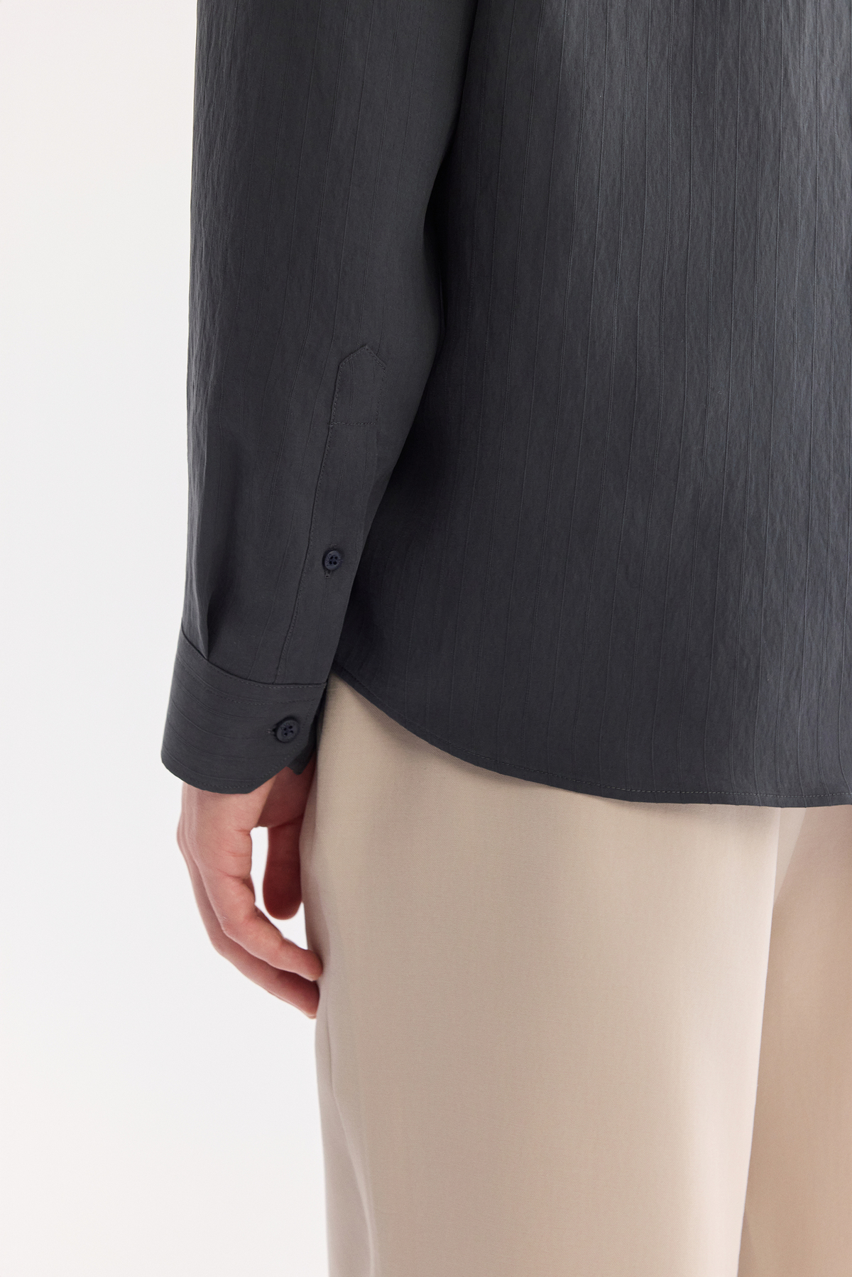 Anthracite Button-Down Collar Soft Touch Striped Shirt