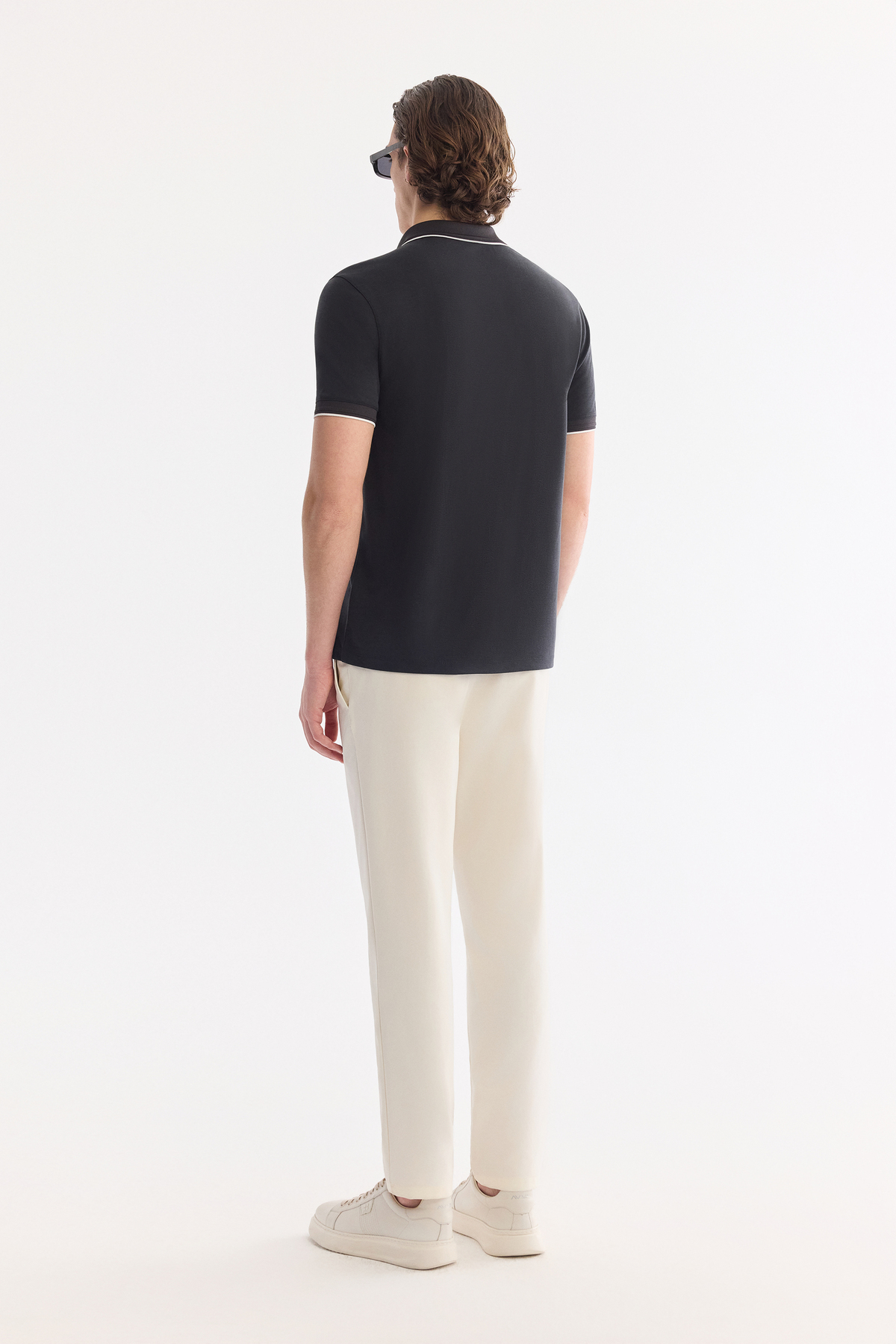 Antrasit Düğmesiz Polo Yaka Ecem Pike  T-Shirt