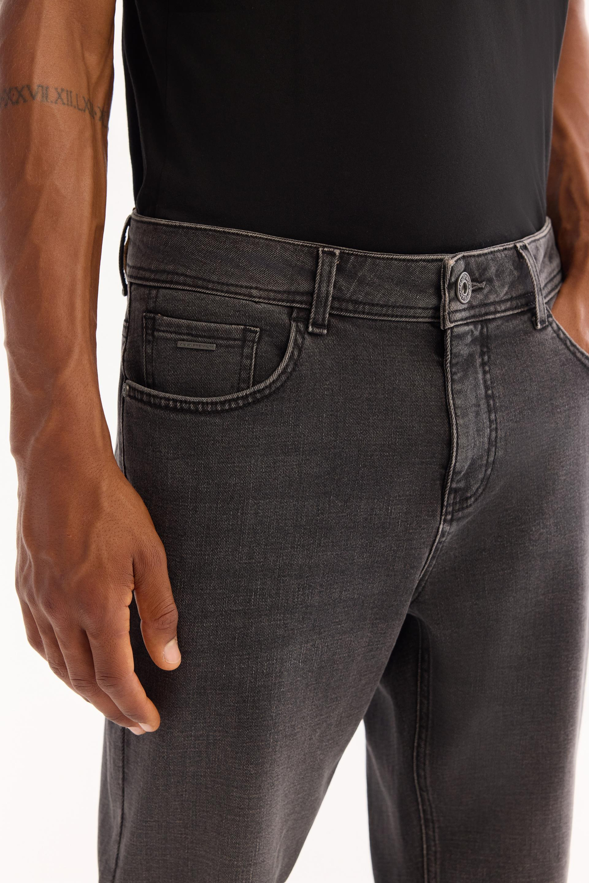 Antrasit Eskitme Yıkamalı Straight Fit Jean Pantolon