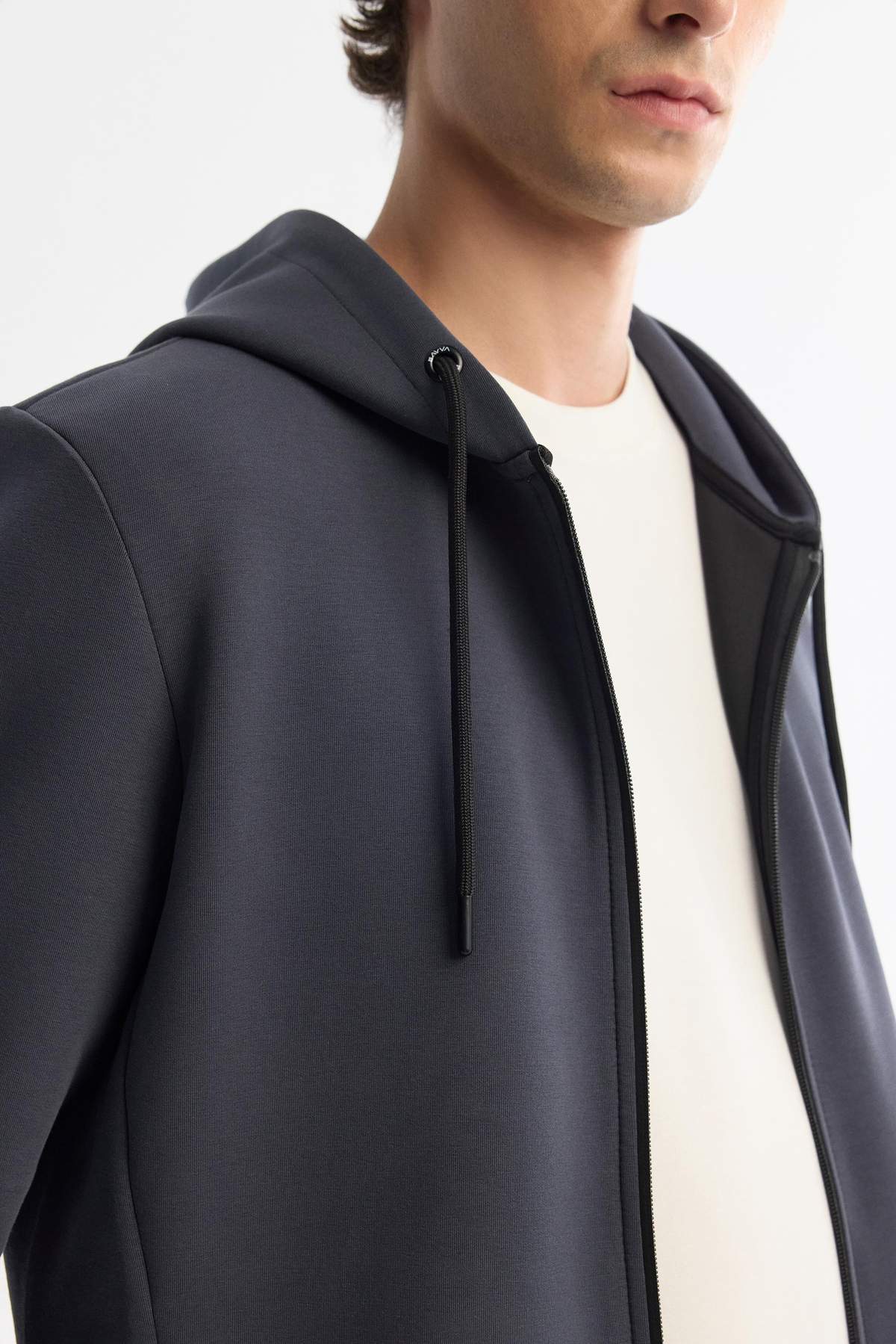 Antrasit Kapüşonlu İnterlok Kumaş Fermuarlı  Sweatshirt