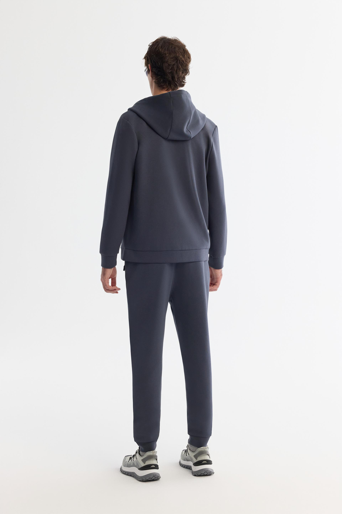 Antrasit Kapüşonlu İnterlok Kumaş Fermuarlı  Sweatshirt