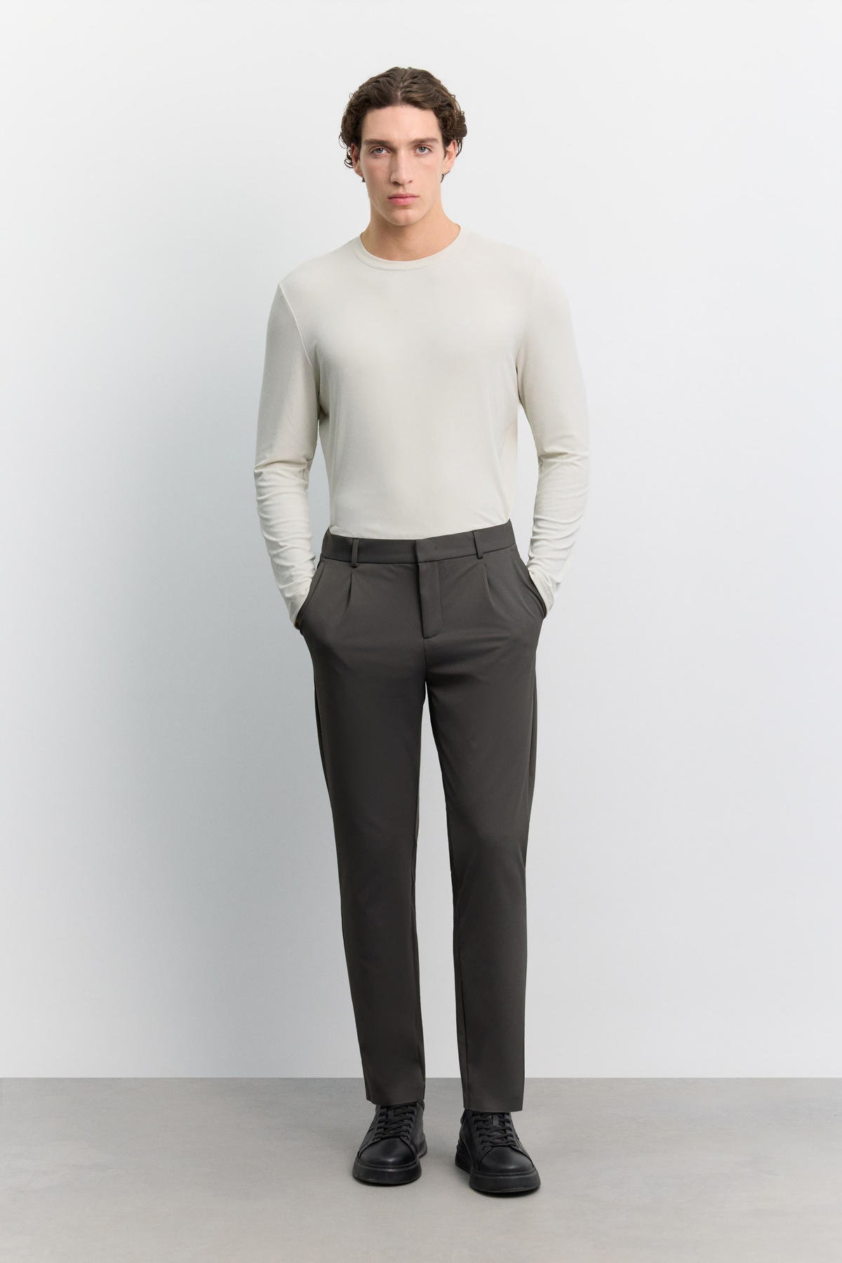 Antrasit Yanı Lastik Görünümlü Teknik Slim Fit Pantolon