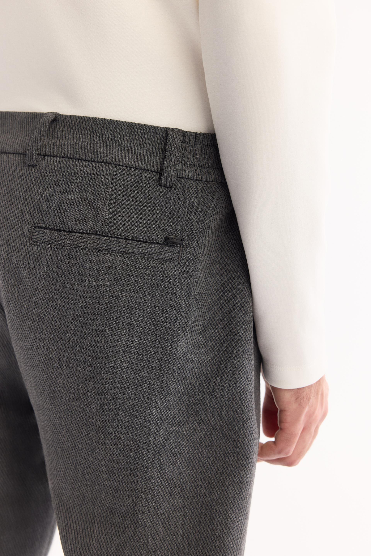Antrasit Yanı Lastikli  Diyagonel Slim Fit Pantolon