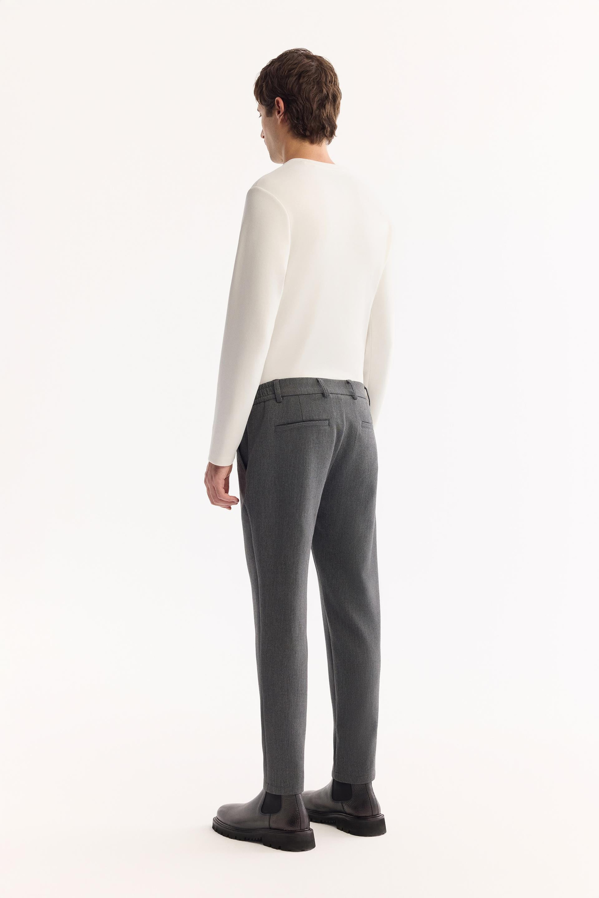 Antrasit Yanı Lastikli  Diyagonel Slim Fit Pantolon