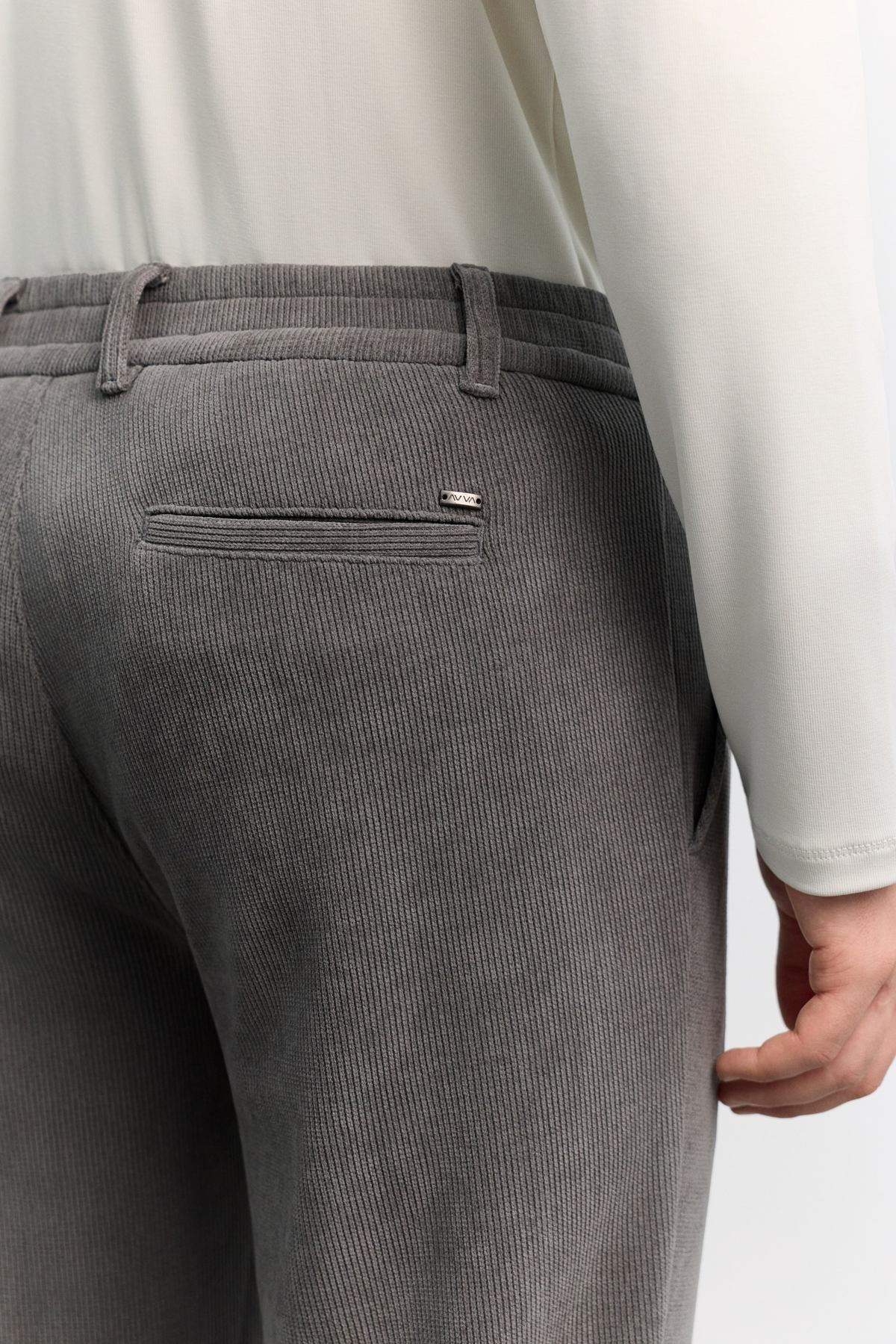 Antrasit Yanı Lastikli Kadife Fitilli Relaxed Fit Pantolon