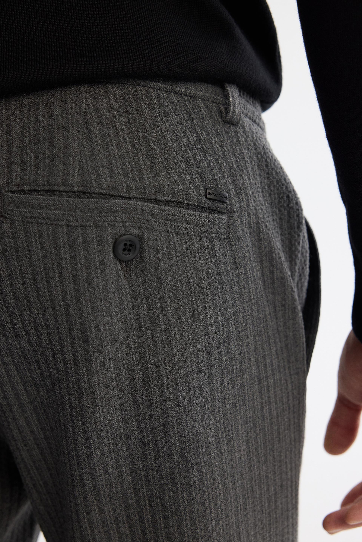 Antrasit Yanı Lastiklil Çizgili Dokulu Slim Fit Chino Pantolon