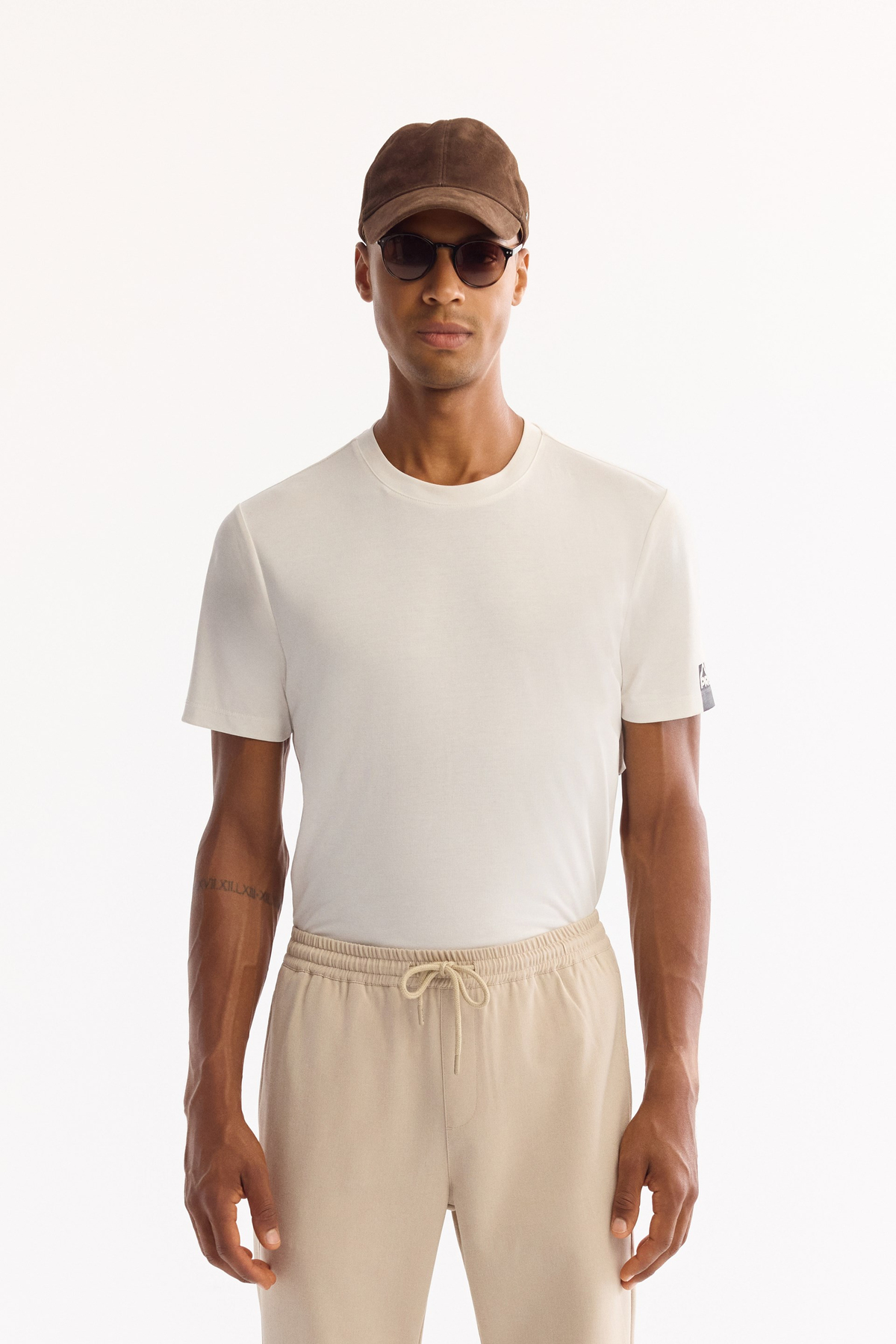 Bej Beli Lastikli Bağcıklı Duble Paça Jogger Pantolon