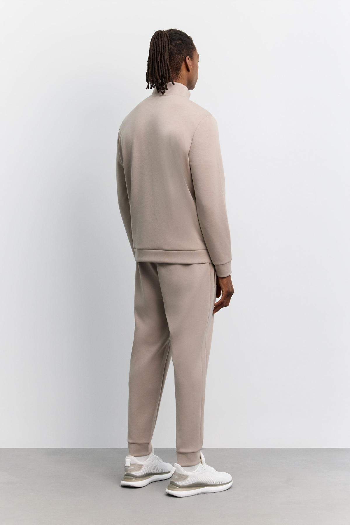 Bej Dik Yaka Fermuarlı İçi Polar Cupra Sweatshirt