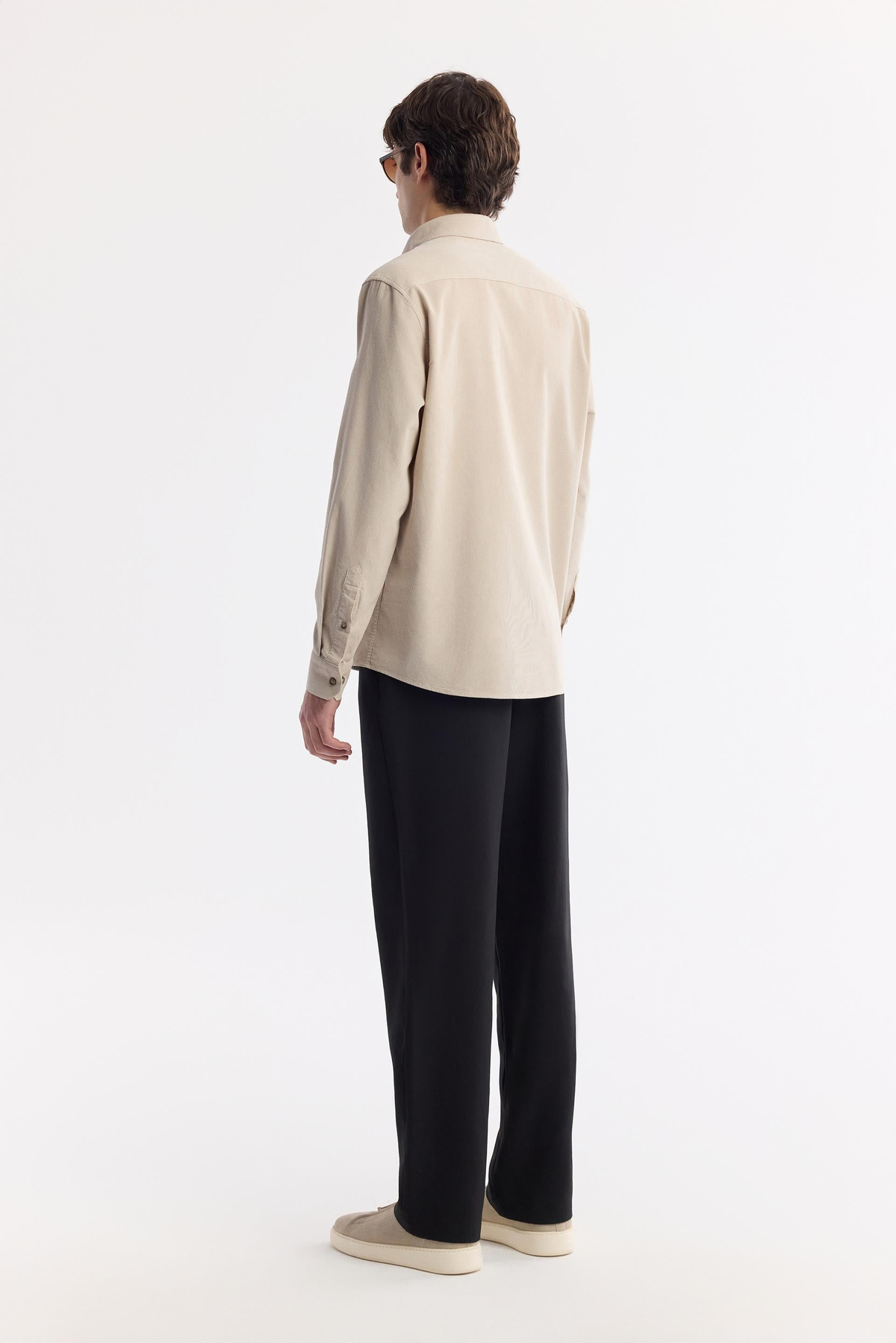 Beige 100% Cotton Corduroy Shirt