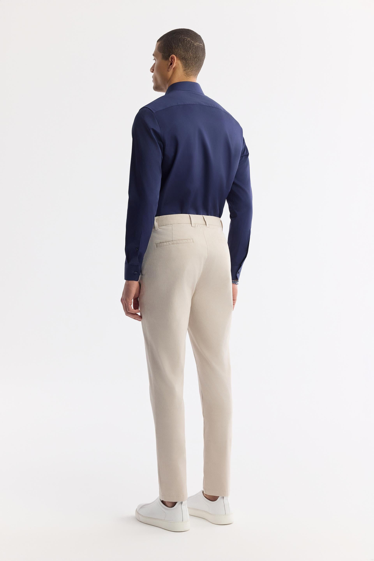 Bej Klasik Bel Armürlü Pamuk Karışımlı Lamus Slim Fit Chino Pantolon
