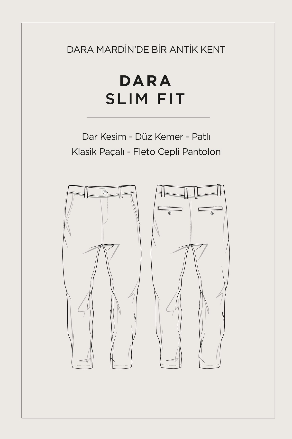 Bej Klasik Bel Elastan Chino Pantolon