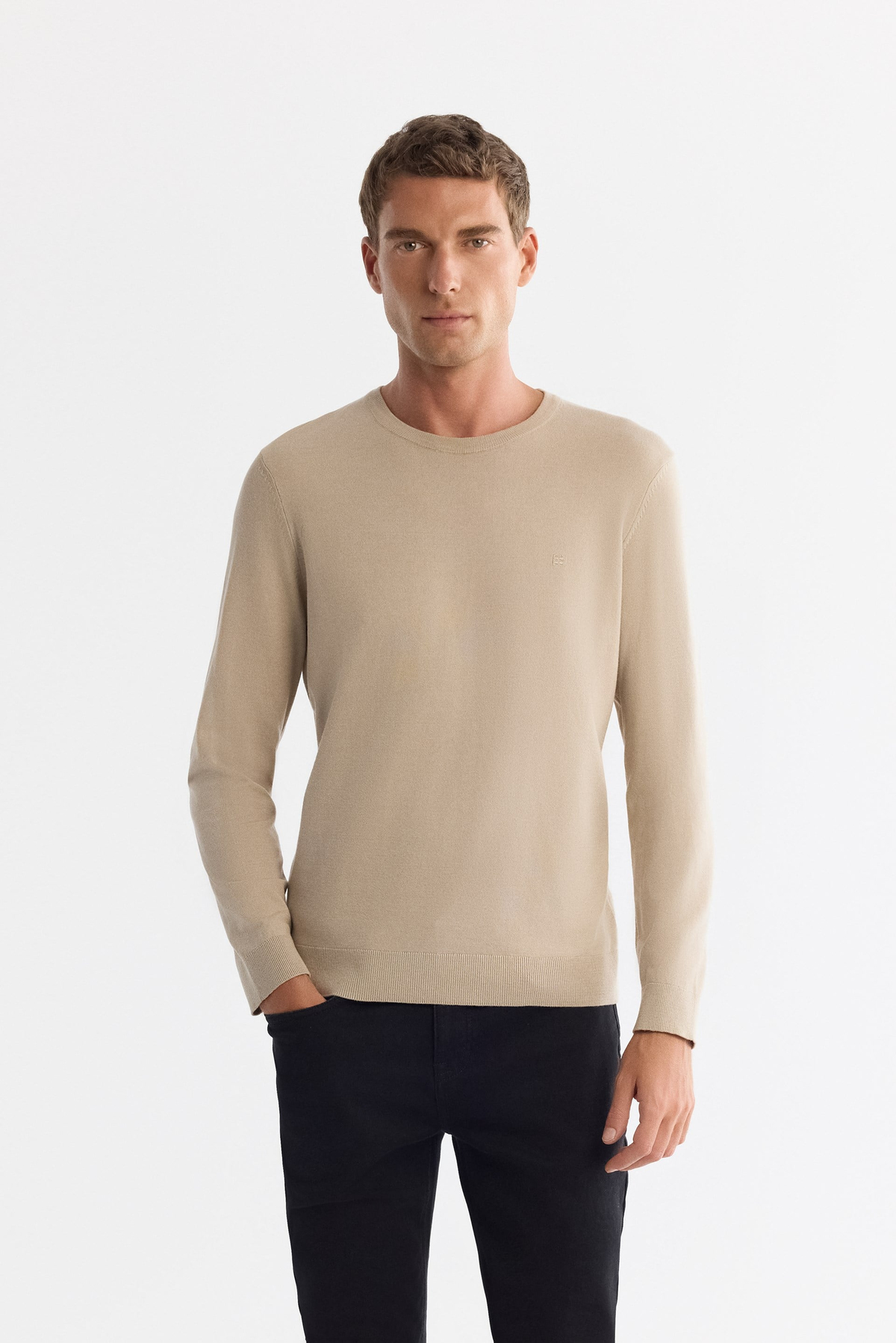 Beige Crew Neck Jumper